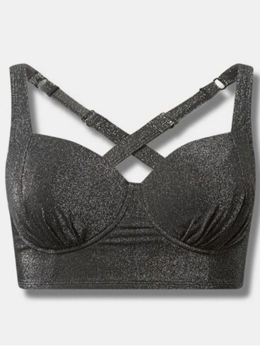 Torrid Shimmery Black Crisscross swim top